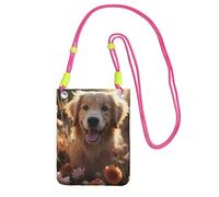 Petit sac à bandoulière pour femme - Sac à main étanche pour téléphone portable - Golden Retriever et fleurs