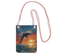 Petit sac à bandoulière pour femme - Sac à main étanche pour téléphone portable - Motif dauphins et palmiers