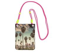 Petit sac à bandoulière pour femme, sac à main pour téléphone portable, mini portefeuille pour téléphone portable, motif palmiers de Los Angeles, sac pour téléphone portable, Fuchsia, Taille unique