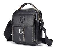 Petit sac à bandoulière pour homme en cuir véritable Rétro léger Sac à bandoulière Sac à bandoulière Sac à bandoulière pour le sport, la randonnée, le voyage Noir