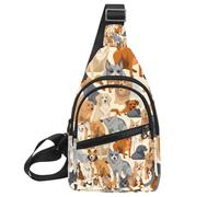Petit sac à bandoulière pour homme et femme, différentes races de chien, sac à dos à bandoulière pour voyage, sport, randonnée, Multicolore 09, 11.8x7x1.5in/30x18x4cm