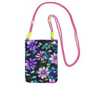 Petit sac à bandoulière pour téléphone portable avec imprimé camélia violet fuchusia, mignon pour transporter un sac à main mobile en diagonale, pour le shopping, la marche