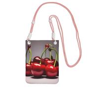 Petit sac à bandoulière pour téléphone portable avec imprimé cerises du Chili rose en diagonale, pour le shopping, la marche