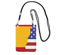 Petit sac à bandoulière pour téléphone portable avec imprimé drapeau américain espagnol noir, mignon pour transporter un sac à main mobile en diagonale, pour le shopping, la marche, Noir/blanc, One