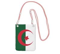 Petit sac à bandoulière pour téléphone portable avec imprimé drapeau noir de l'Algérie, mignon pour transporter un sac à main mobile en diagonale, pour le shopping, la marche, rose, Taille unique