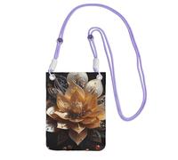 Petit sac à bandoulière pour téléphone portable avec imprimé fleur de lotus noir et blanc, mignon pour transporter un sac à main mobile en diagonale, pour le shopping, la marche, violet, One Size