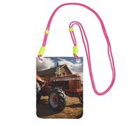 Petit sac à bandoulière pour téléphone portable avec imprimé tracteur noir et rouge, mignon pour transporter un sac à main mobile en diagonale, pour le shopping, la marche, Fuchusia, Taille unique