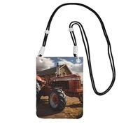 Petit sac à bandoulière pour téléphone portable avec imprimé tracteur noir et rouge, mignon pour transporter un sac à main mobile en diagonale, pour le shopping, la marche, noir, Taille unique