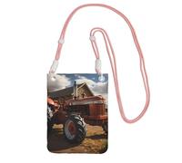 Petit sac à bandoulière pour téléphone portable avec imprimé tracteur noir et rouge, mignon pour transporter un sac à main mobile en diagonale, pour le shopping, la marche, rose, taille unique