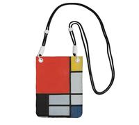 Petit sac à bandoulière pour téléphone portable avec sangle réglable, pochette en tissu imperméable pour téléphone portable pour voyage et usage quotidien, Composition : rouge, jaune, bleu et noir