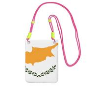 Petit sac à bandoulière pour téléphone portable imprimé drapeau de Chypre Fuchusia, mignon pour transporter un sac à main mobile en diagonale, pour le shopping, la marche