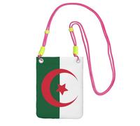 Petit sac à bandoulière pour téléphone portable imprimé drapeau de l'Algérie Fuchusia, mignon pour transporter un sac à main mobile en diagonale, pour le shopping, la marche