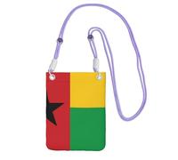 Petit sac à bandoulière pour téléphone portable imprimé drapeau noir de la Guinée-Bissau, mignon transporter un sac à main mobile en diagonale, pour le shopping, la marche, violet, taille unique