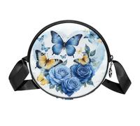 Petit sac à bandoulière pour téléphone portable, portefeuille avec grande capacité et bandoulière réglable pour femme et fille Motif papillon Bleu, Love Butterfly Rose, 7x1.8 in