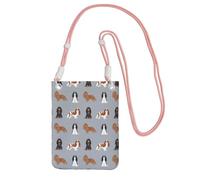 Petit sac à bandoulière pour téléphone portable, portefeuille, sac à main, sac à bandoulière, manteau pour chien Cavalier King Charles Spaniel,Rose