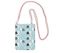 Petit sac à bandoulière pour téléphone portable, portefeuille, sac à main, sac à bandoulière, motif vieux chien de berger anglais avec pattes dessinées à la main, dessin animé mignon,Rose