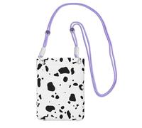 Petit sac à bandoulière pour téléphone portable, portefeuille, sac à main, sac à bandoulière, peau de chien dalmatien, taches, animaux, faune, dalmatien,Violet