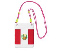 Petit sac à bandoulière pour téléphone portable pour femme, mini sac à bandoulière tendance, imprimé drapeau du Pérou, Fuchusia, Taille unique