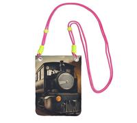 Petit sac à bandoulière pour téléphone portable pour femme, mini sac à bandoulière tendance imprimé locomotive, Fuchusia, Taille unique