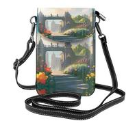 Petit sac à bandoulière pour téléphone portable, sac à rabat en cuir imprimé à l'extérieur de la porte du château