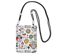 Petit sac à bandoulière pour transporter un sac de téléphone portable en diagonale avec symboles de salsa mexicaine mini sac à main portefeuille pour téléphone intelligent