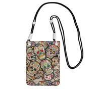 Petit sac à bandoulière pour transporter un téléphone portable avec tête de mort diagonale mini sac à main portefeuille pour téléphone intelligent