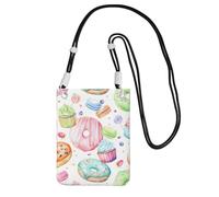 Petit sac à bandoulière pour transporter un téléphone portable en diagonale, cupcakes, beignets, muffins, sucre, mini sac à main, portefeuille, téléphone intelligent