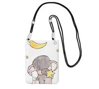 Petit sac à bandoulière pour transporter un téléphone portable en diagonale éléphant et lapin blanc mini sac à main portefeuille pour téléphone intelligent