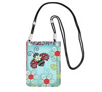 Petit sac à bandoulière pour transporter un téléphone portable en diagonale Motif coccinelle Fleur Mini sac à main Portefeuille pour smartphone