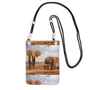 Petit sac à bandoulière pour transporter un téléphone portable en diagonale Motif famille d'éléphants