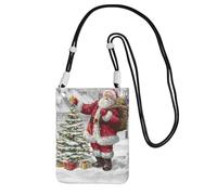 Petit sac à bandoulière pour transporter un téléphone portable en diagonale Père Noël neige Secenry Mini sac à main portefeuille pour téléphone intelligent