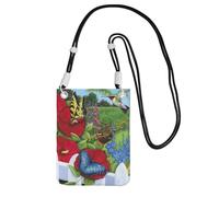 Petit sac à bandoulière pour transporter un téléphone portable, sac diagonal, oiseau, papillon, fleur, mini sac à main, portefeuille, téléphone intelligent