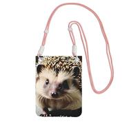 Petit sac à bandoulière rose pour téléphone portable avec imprimé hérisson, mignon pour transporter un sac à main mobile en diagonale, pour le shopping, la marche
