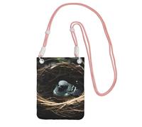 Petit sac à bandoulière rose pour téléphone portable avec imprimé nid d'oiseau, mignon pour transporter un sac à main mobile en diagonale, pour le shopping, la marche