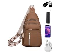 Petit sac à bandoulière | Sac à bandoulière simple en cuir PU - Sac banane décontracté multi-poches, sac de poitrine pour femme pour les voyages, kaki, Refer to description