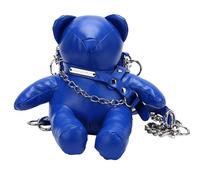 Petit sac à bandoulière tendance avec doublure intérieure douce en cuir PU en forme d'ours mignon pour téléphone porte-monnaie sac à main à bandoulière avec chaînes bandoulière sac mobile, bleu