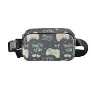 Petit sac à bandoulière tendance avec sangle réglable pour le cyclisme, la randonnée, la gym, motif mignon joystick, gribouillage, texte gris, motif mignon, Joli motif joystick gribouillage texte