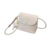 Petit sac à bandoulière tendance pour femme - Couleur unie - Petit éléphant décoratif en cuir souple - Sac à main en filet de voiture - Poche filet de voiture - Support de sac à main, blanc, Taille