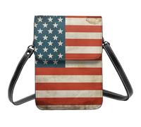 Petit sac à bandoulière vintage avec drapeau américain américain pour femme, sac à main en cuir PU avec bandoulière