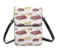 Petit sac à bandoulière vintage imprimé voiture avion pour femme, petit sac à main en cuir pour téléphone portable