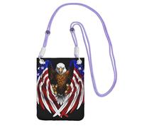 Petit sac à bandoulière violet pour téléphone portable, motif aigle patriotique des États-Unis, mignon pour transporter un sac à main mobile en diagonale, pour le shopping, la marche