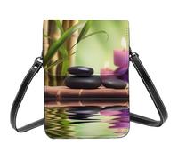 Petit sac à bandoulière Zen Pierres et bambou pour femme Sac à main pour téléphone portable Sac portefeuille en cuir PU avec bandoulière
