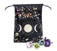 Petit sac à bijoux, phase de la lune - Avec cordons - Sac à linge portable en coton - Pour les amateurs de tarot, sac à bijoux magicien est livré avec un cordon