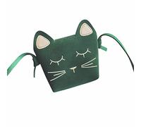 Petit sac à cosmétiques pour enfants - Sac à bandoulière mignon - Sac à bandoulière pour fille - Motif chat - Sac à bandoulière pour téléphone portable, Vert, Taille unique
