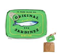 Petit sac à cosmétiques - Sac cosmétique de voyage | Sac de rangement esthétique avec motif de poisson en conserve, design drôle de sardine en conserve, sac de rangement esthétique pa, Vert, Consulte
