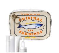 Petit sac à cosmétiques - Sardine mignonne de grande capacité, sac de rangement en forme de canette | Sac à cosmétiques avec boîte de rangement pour chat créatif, sac de rangement, beige, Consulte la