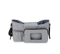 Petit sac à couches organisateur de poussette avec porte-gobelet isolé et bandoulière, Mini pochette de rangement for poussette for l'extérieur(Gray)