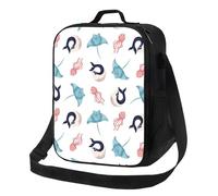 Petit sac à déjeuner isotherme pour homme et femme - Petite boîte à déjeuner isotherme avec bandoulière réglable - Méduse et poisson diable - Sac fourre-tout isotherme pour adulte