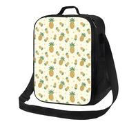 Petit sac à déjeuner isotherme pour homme et femme - Petite boîte à déjeuner motif ananas croustillant pour homme et femme - Sac fourre-tout isotherme doux pour adulte avec bandoulière réglable