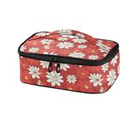 Petit sac à déjeuner rétro isotherme avec poignée pour le travail de bureau, pique-nique - Mini boîte à déjeuner isotherme pour homme et femme - Motif marguerites rouges